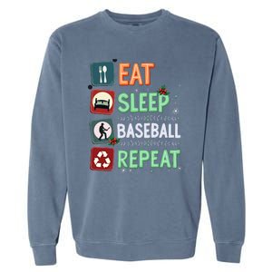 Eat Sleep Baseball Repeat Christmas Baseball Player Xmas Cute Gift Garment-Dyed Sweatshirt