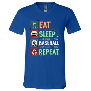 Eat Sleep Baseball Repeat Christmas Baseball Player Xmas Cute Gift V-Neck T-Shirt