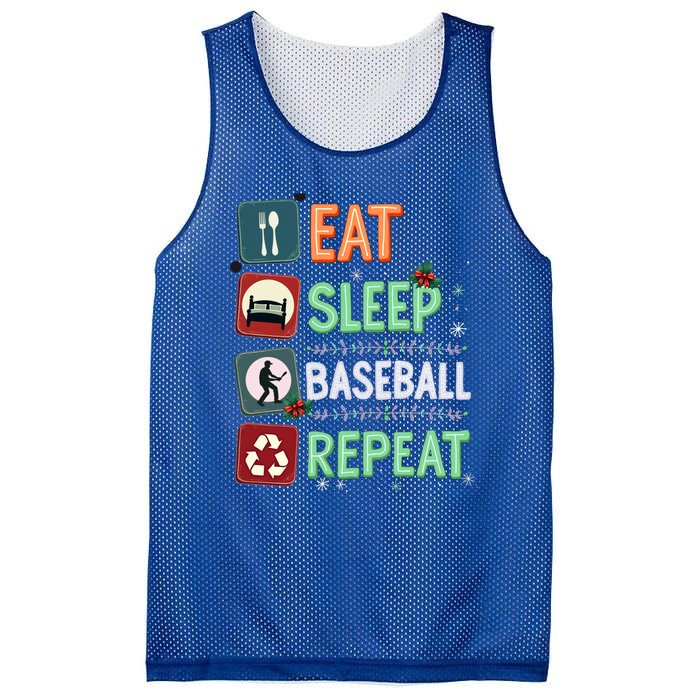 Eat Sleep Baseball Repeat Christmas Baseball Player Xmas Cute Gift Mesh Reversible Basketball Jersey Tank