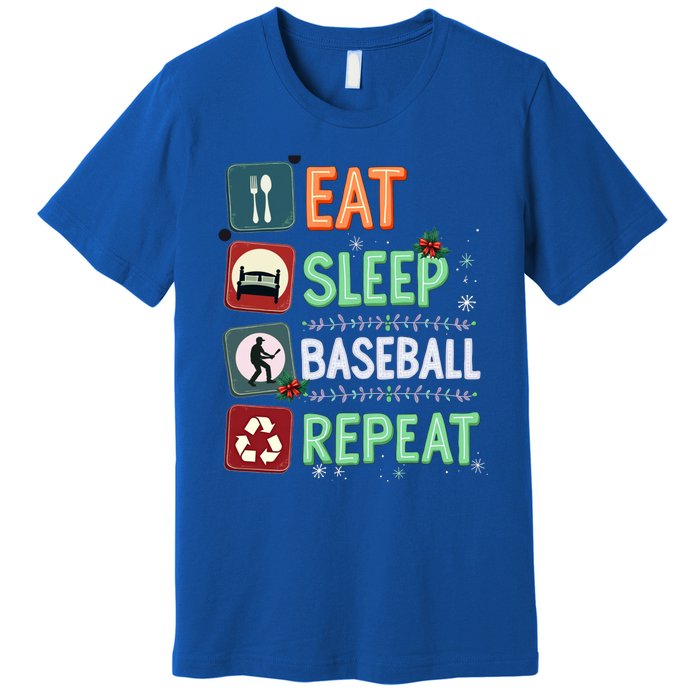 Eat Sleep Baseball Repeat Christmas Baseball Player Xmas Cute Gift Premium T-Shirt