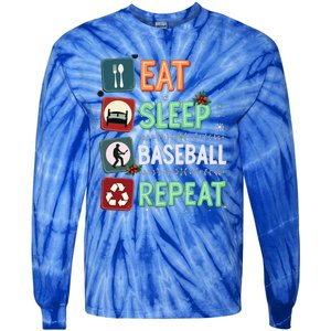 Eat Sleep Baseball Repeat Christmas Baseball Player Xmas Cute Gift Tie-Dye Long Sleeve Shirt