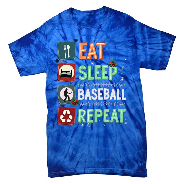 Eat Sleep Baseball Repeat Christmas Baseball Player Xmas Cute Gift Tie-Dye T-Shirt