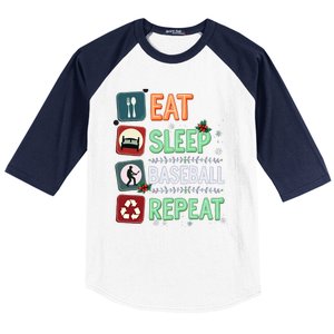 Eat Sleep Baseball Repeat Christmas Baseball Player Xmas Cute Gift Baseball Sleeve Shirt