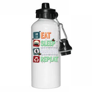 Eat Sleep Baseball Repeat Christmas Baseball Player Xmas Cute Gift Aluminum Water Bottle