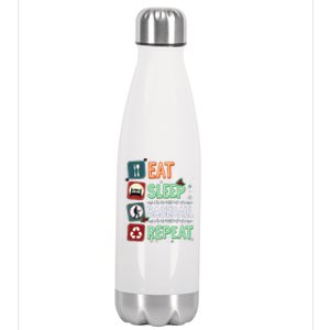 Eat Sleep Baseball Repeat Christmas Baseball Player Xmas Cute Gift Stainless Steel Insulated Water Bottle