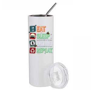 Eat Sleep Baseball Repeat Christmas Baseball Player Xmas Cute Gift Stainless Steel Tumbler