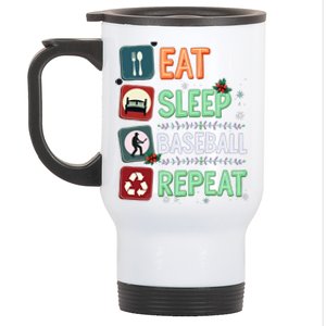 Eat Sleep Baseball Repeat Christmas Baseball Player Xmas Cute Gift Stainless Steel Travel Mug