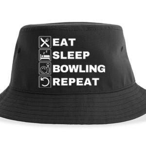 Eat Sleep Bowling Repeat Lucky Bowling Funny Bowling Lucky Bowler Eat Sleep Sustainable Bucket Hat