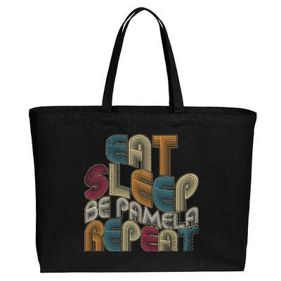 Eat Sleep Be Pamela Repeat Funny Groovy Retro Pamela Cotton Canvas Jumbo Tote