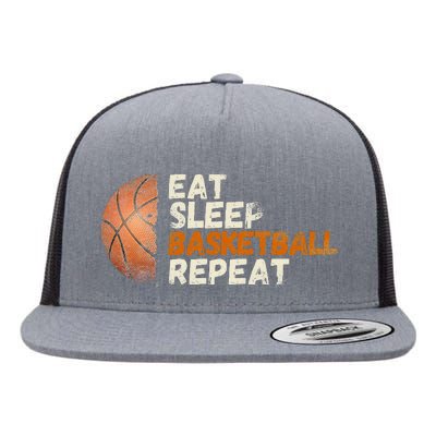 Eat Sleep Basketball Repeat Fun Basketball Fans Flat Bill Trucker Hat