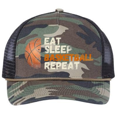 Eat Sleep Basketball Repeat Fun Basketball Fans Retro Rope Trucker Hat Cap