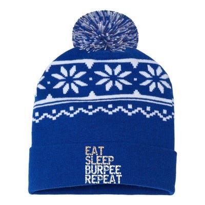 Eat Sleep Burpee Repeat Fitness Saying Outfit Gift USA-Made Snowflake Beanie