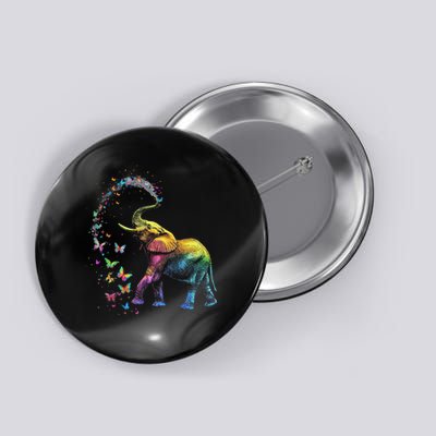 Elephant Spraying Butterflies Funny Elephant Lover Button