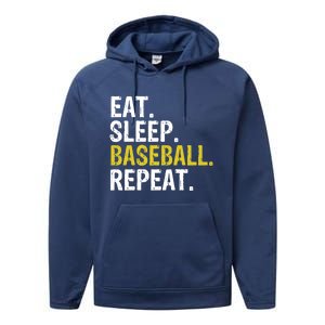 Eat Sleep Baseball Repeat Gift Cool Gift Performance Fleece Hoodie