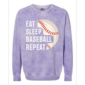 EAT SLEEP BASEBALL REPEAT Baseball Player Colorblast Crewneck Sweatshirt