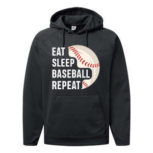 EAT SLEEP BASEBALL REPEAT Baseball Player Performance Fleece Hoodie