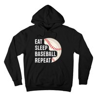 EAT SLEEP BASEBALL REPEAT Baseball Player Hoodie