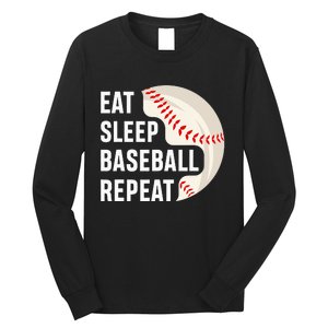 EAT SLEEP BASEBALL REPEAT Baseball Player Long Sleeve Shirt