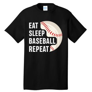 EAT SLEEP BASEBALL REPEAT Baseball Player Tall T-Shirt