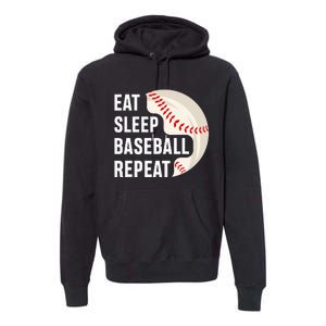 EAT SLEEP BASEBALL REPEAT Baseball Player Premium Hoodie