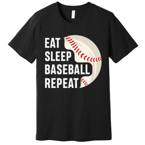 EAT SLEEP BASEBALL REPEAT Baseball Player Premium T-Shirt