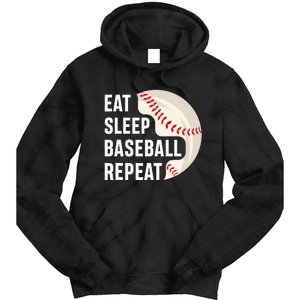 EAT SLEEP BASEBALL REPEAT Baseball Player Tie Dye Hoodie