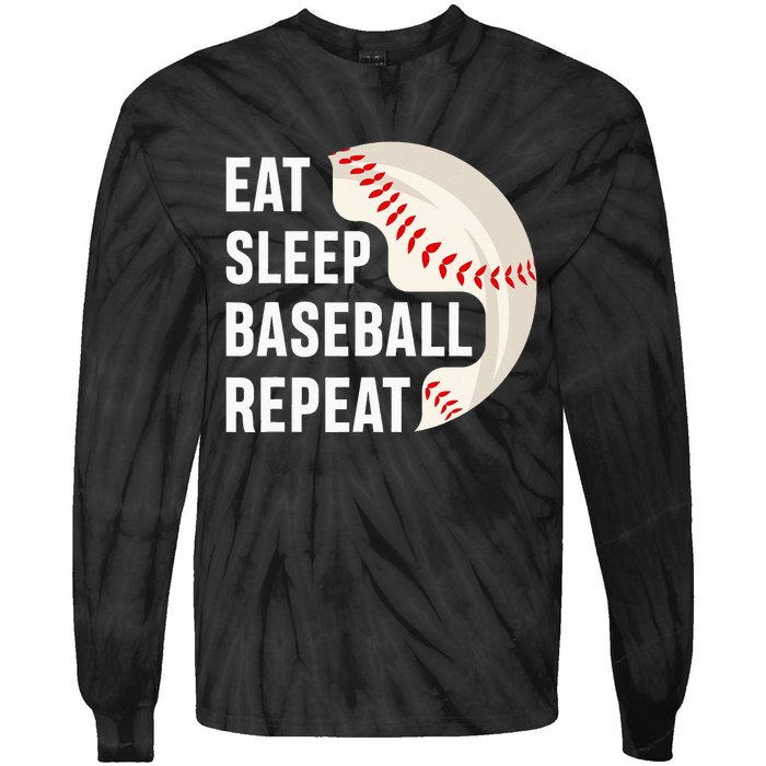 EAT SLEEP BASEBALL REPEAT Baseball Player Tie-Dye Long Sleeve Shirt