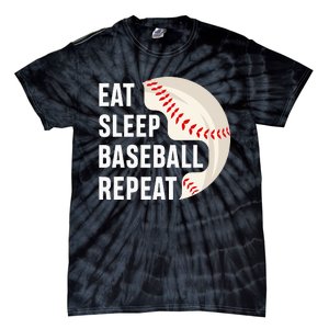 EAT SLEEP BASEBALL REPEAT Baseball Player Tie-Dye T-Shirt