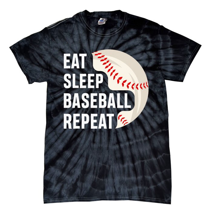 EAT SLEEP BASEBALL REPEAT Baseball Player Tie-Dye T-Shirt