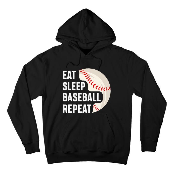 EAT SLEEP BASEBALL REPEAT Baseball Player Tall Hoodie