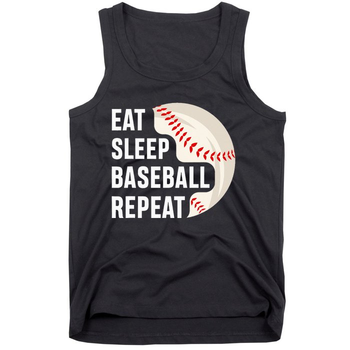 EAT SLEEP BASEBALL REPEAT Baseball Player Tank Top