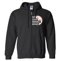 EAT SLEEP BASEBALL REPEAT Baseball Player Full Zip Hoodie