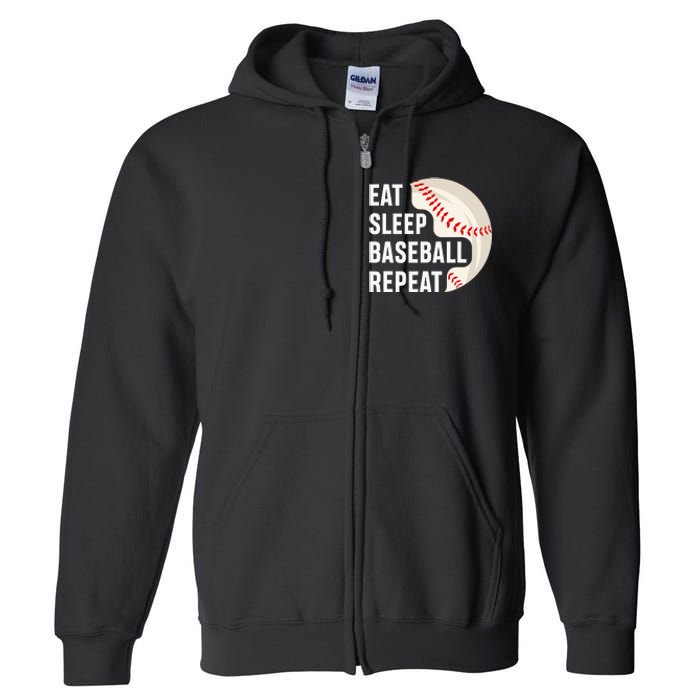 EAT SLEEP BASEBALL REPEAT Baseball Player Full Zip Hoodie