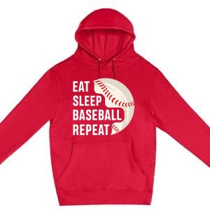 EAT SLEEP BASEBALL REPEAT Baseball Player Premium Pullover Hoodie