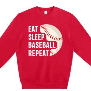 EAT SLEEP BASEBALL REPEAT Baseball Player Premium Crewneck Sweatshirt