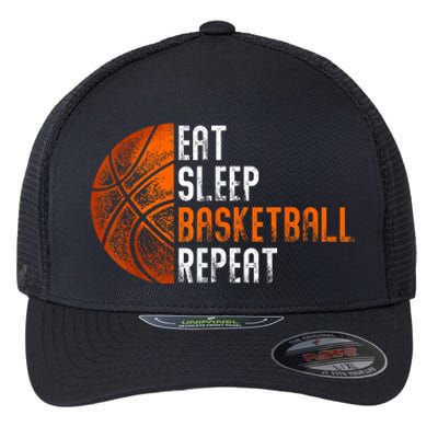 Eat Sleep Basketball Repeat Adults Basketball Flexfit Unipanel Trucker Cap