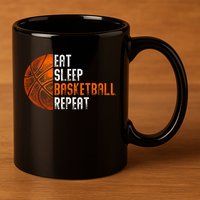 Eat Sleep Basketball Repeat Adults Basketball 11oz C Handle Ceramic Mug