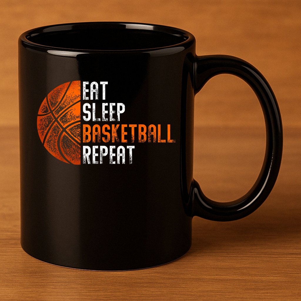 Eat Sleep Basketball Repeat Adults Basketball 11oz C Handle Ceramic Mug