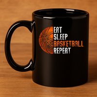 Eat Sleep Basketball Repeat Adults Basketball 11oz C Handle Ceramic Mug