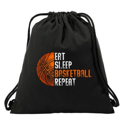 Eat Sleep Basketball Repeat Adults Basketball Drawstring Bag