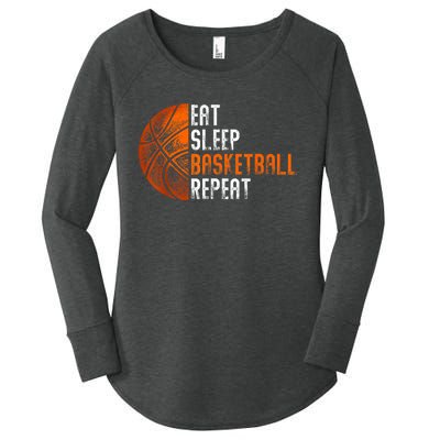 Eat Sleep Basketball Repeat Adults Basketball Women's Perfect Tri Tunic Long Sleeve Shirt