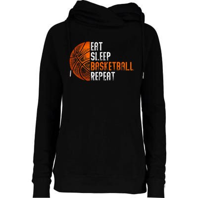 Eat Sleep Basketball Repeat Adults Basketball Womens Funnel Neck Pullover Hood