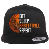 Eat Sleep Basketball Repeat Adults Basketball Flat Bill Trucker Hat