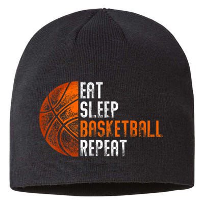 Eat Sleep Basketball Repeat Adults Basketball Sustainable Beanie