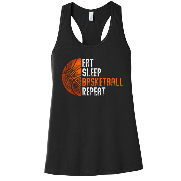 Eat Sleep Basketball Repeat Adults Basketball Women's Racerback Tank