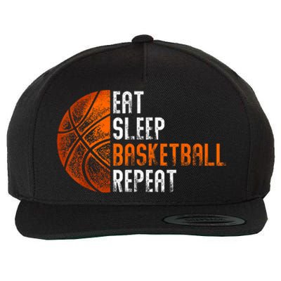 Eat Sleep Basketball Repeat Adults Basketball Wool Snapback Cap