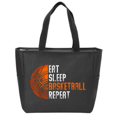 Eat Sleep Basketball Repeat Adults Basketball Zip Tote Bag