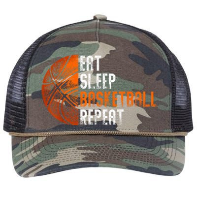 Eat Sleep Basketball Repeat Adults Basketball Retro Rope Trucker Hat Cap