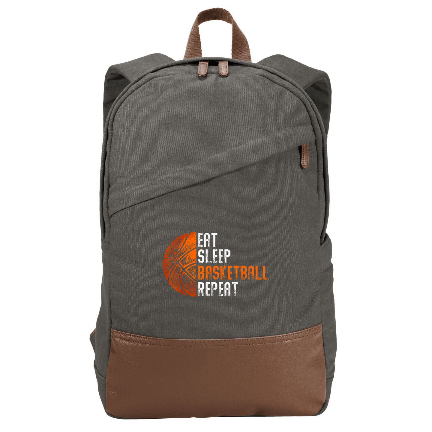 Eat Sleep Basketball Repeat Adults Basketball Cotton Canvas Backpack