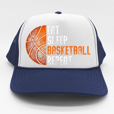 Eat Sleep Basketball Repeat Adults Basketball Trucker Hat